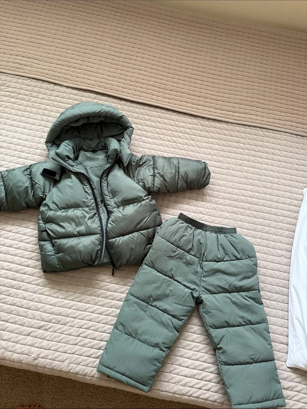Zara Kids Green Puffer Jacket and Pants Set
